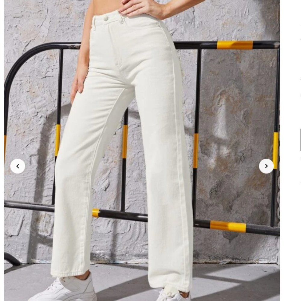 Zara Straight Leg White Jeans